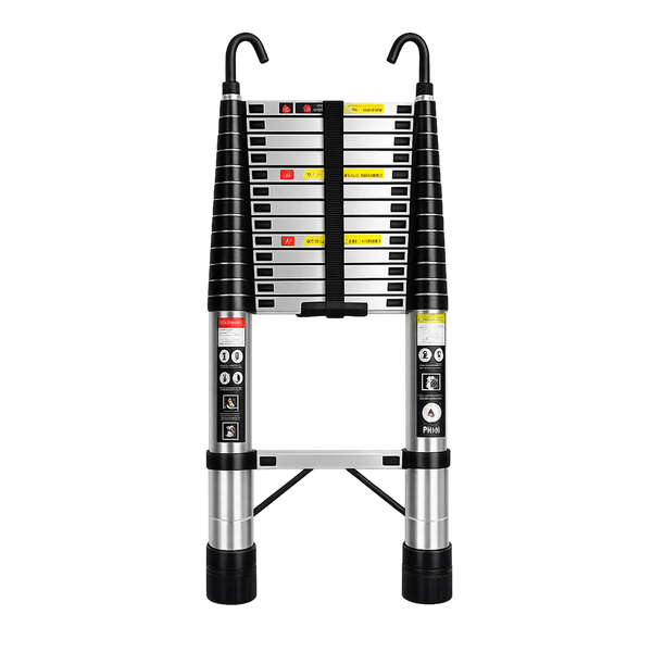 Échelle Télescopique en Acier Inoxydable avec Crochets – 5 m – EN131 – Charge 150 kg