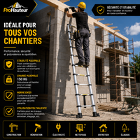 Échelle Télescopique Pliante en Aluminium – EN131 – 5 m – Charge 150 kg