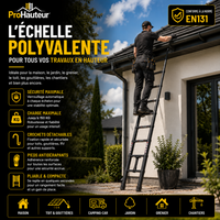 Échelle Télescopique en Aluminium avec Crochets – 3,8 m – EN131 – Charge 150 kg