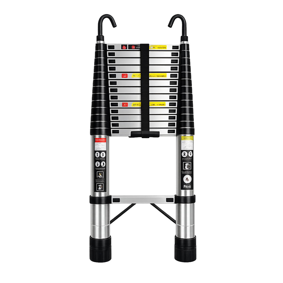 Échelle Télescopique en Acier Inoxydable avec Crochets – 5 m – EN131 – Charge 150 kg