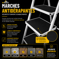Escabeau Pliant 4 Marches avec Main Courante – Charge 150 kg – Compact & Antidérapant