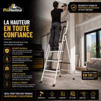 Escabeau Pliant 4 Marches avec Main Courante – Charge 150 kg – Compact & Antidérapant